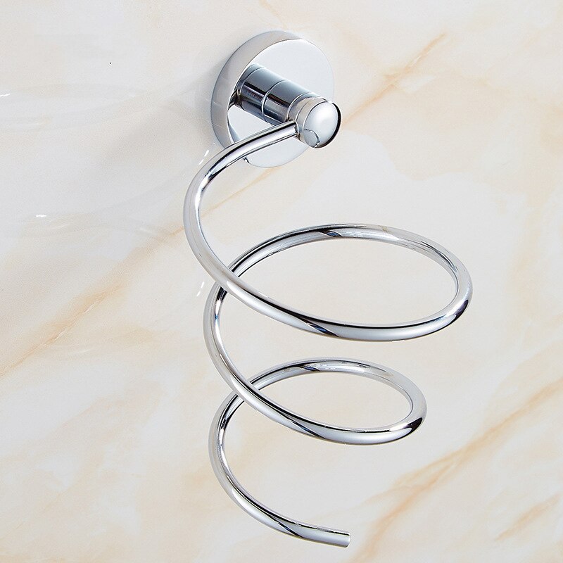 Muur Opknoping Badkamer Föhn Houder Bad Accessoires Kapper Messing Rose Goud Föhn Rack Kamer Organizer Hoekplank: silver