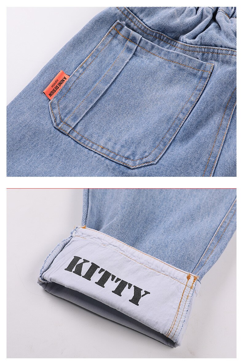 Jeans bleu Denim pour adolescentes, pantalons décontractés de 10 12 13 14 ans, printemps automne