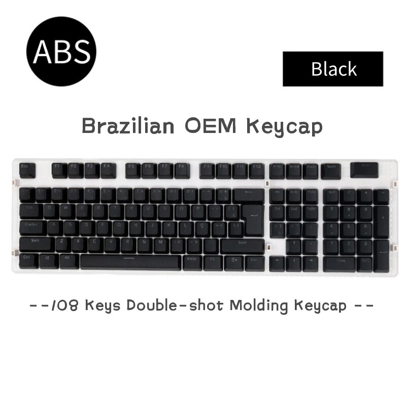 Teclas abnt2 108 teclas para jogos, teclado mecânico oem, transparente, injeção de cores duplas, teclas para teclado gamer