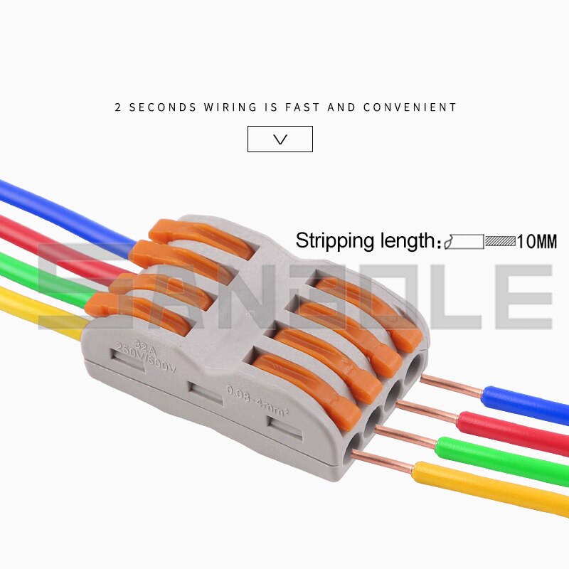10pcs Terminal Block 4P Cable Terminals Of Three-phase Four Wire Four In Four Out Quick Connector SPL-4