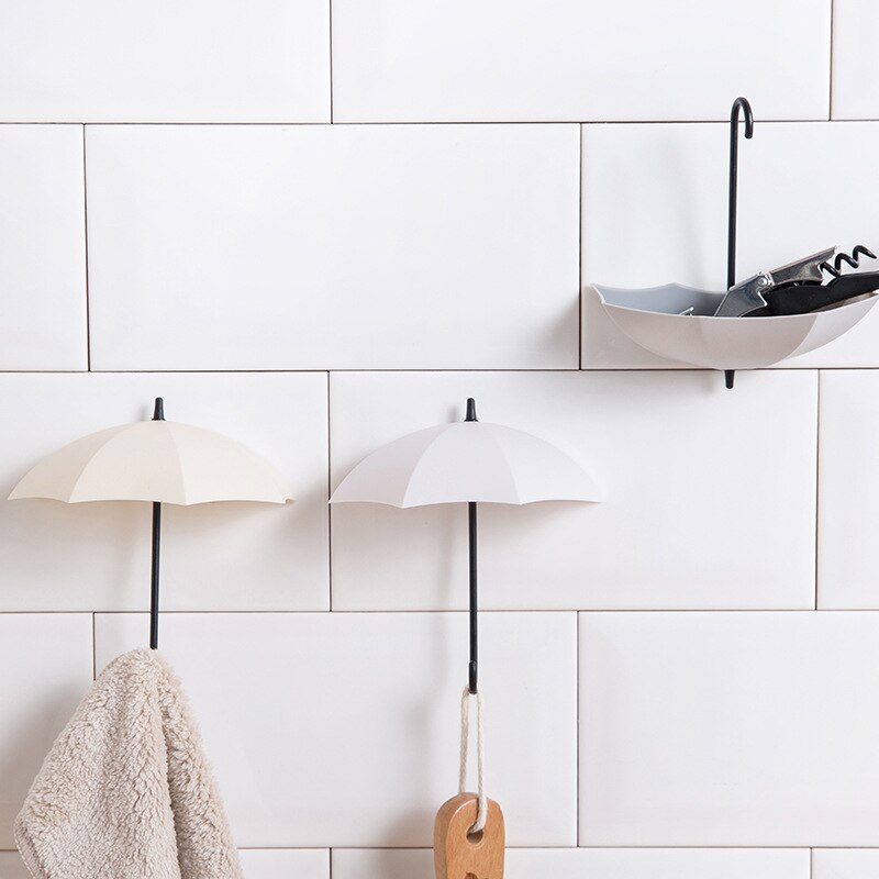 Colgador de pared con forma de paraguas, perchero para colgar artículos pequeños, cocina, baño, almacenamiento, decoración del hogar y la Oficina, 3 unids/lote