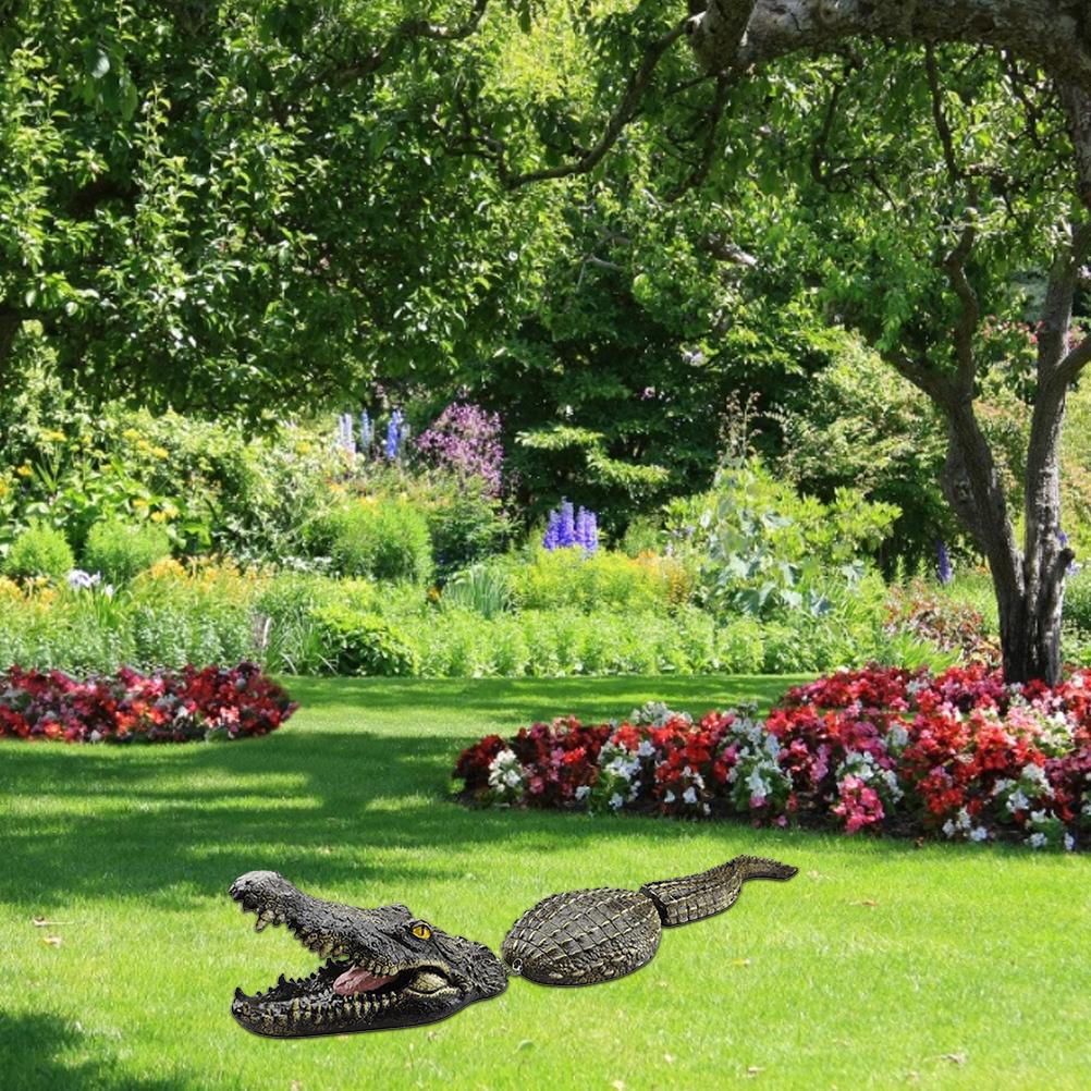 Floating Crocodile Ornament Simulation Alligator Statue Water Decoy for Pool Pond Garden
