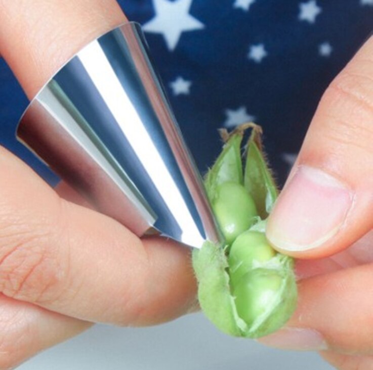 Hushållskök järnspik rostfritt stål edamame strippningsverktyg skalplocka bönor multifunktionellt fingerskydd