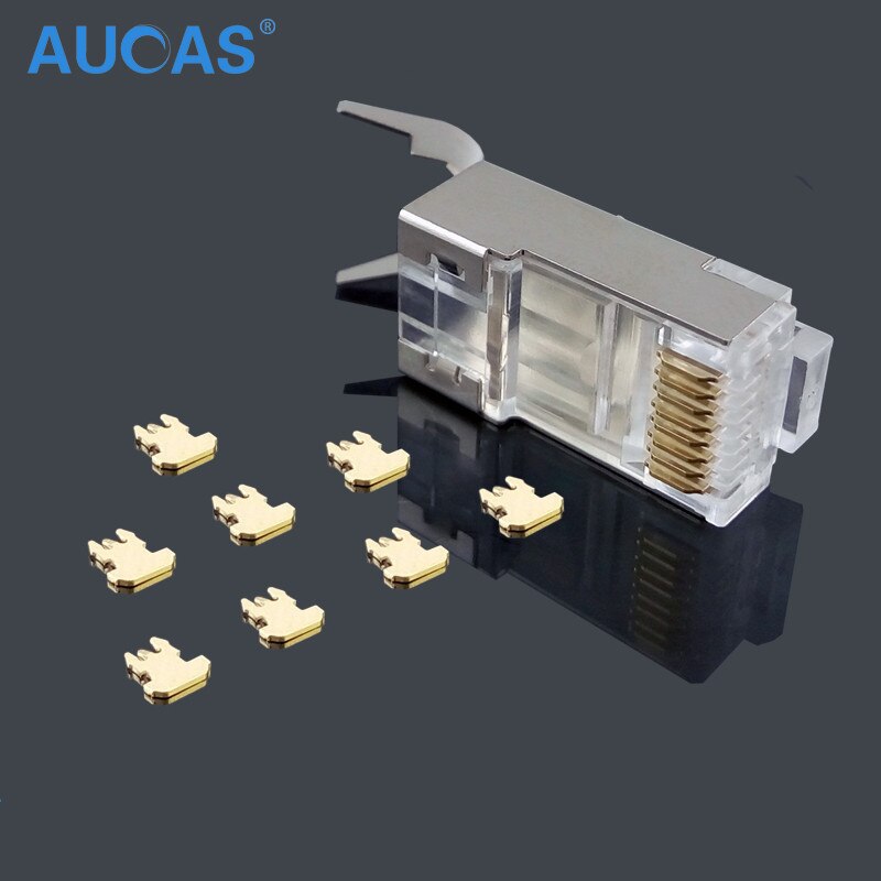 50PCS/lot CAT7 RJ45 Connector Shield FTP RJ45 Plug 8P8C Network CAT7 Modular Plug Connector for Ethernet Cable