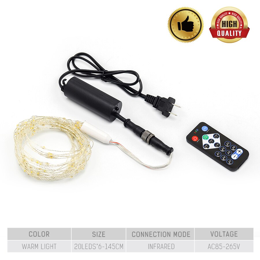 145CM LED Fairy Light Music Control Remote Control Multifunction Led String Light Lamp 6*20LEDS Waterproof Christmas LED