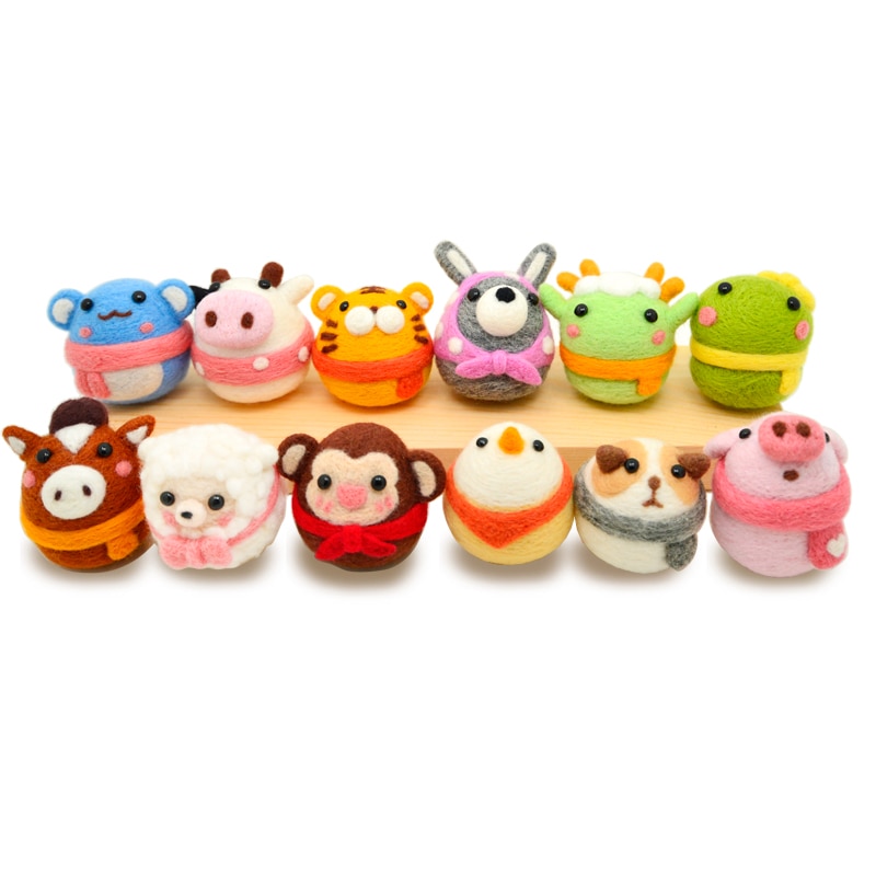 1Pcs Cute Animal Pets Needle Wool Felt kits Handmade Toy Doll Wool Felt Poked Kitting Non-Finished DIY Wool Felting Package