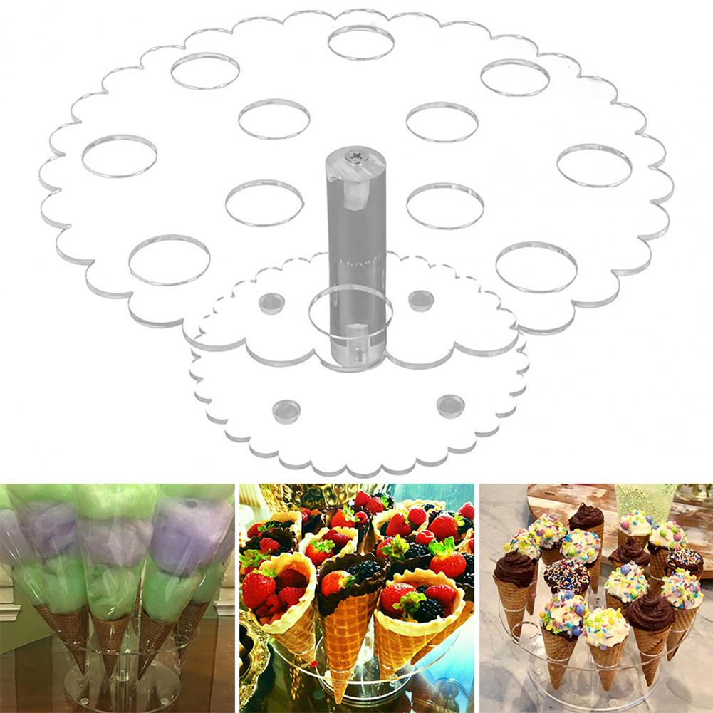 Acrylic Ice Cream Stand Cake Cone Stand Holder 12 Cones Wedding Buffet Display uacr Ice Cream Tools bar Kitchen Tools Gadgets