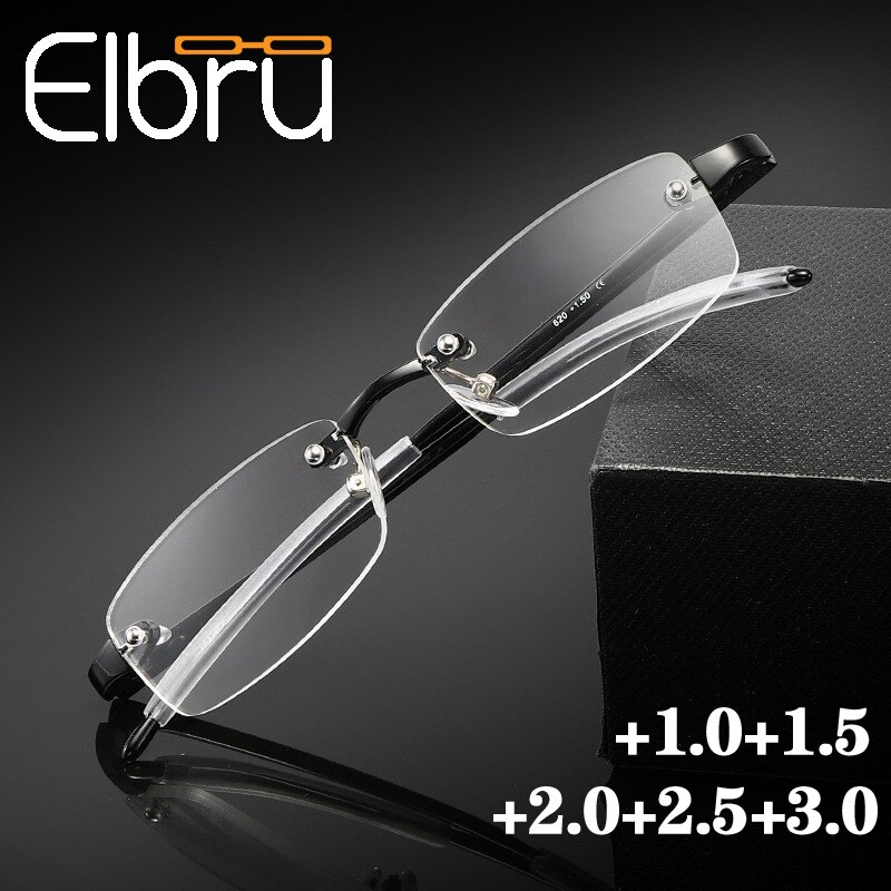 Elbru optical  +1.0+1.5+2.0+2.5+3.0 heren dames randloze leesbril trimmen presbyopie brillen voor dames brillen