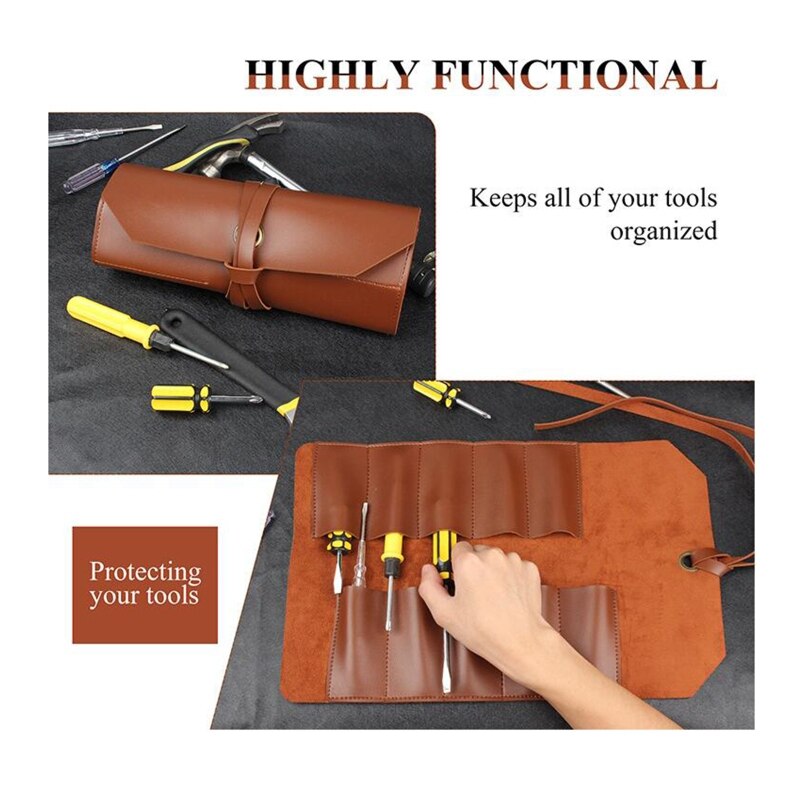 Leather Small Tool Roll Multi Function Bicycle Mechanic Repair Tool Kit Bag