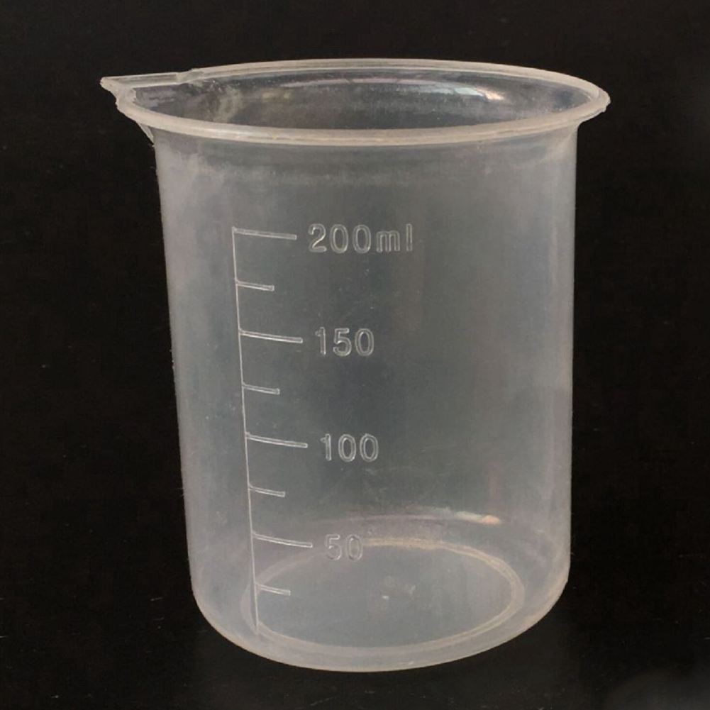Küche Labor Absolvierte Becher Klar Kunststoff Messbecher Verdicken mit Kappe Messbecher 200mL 2 stücke
