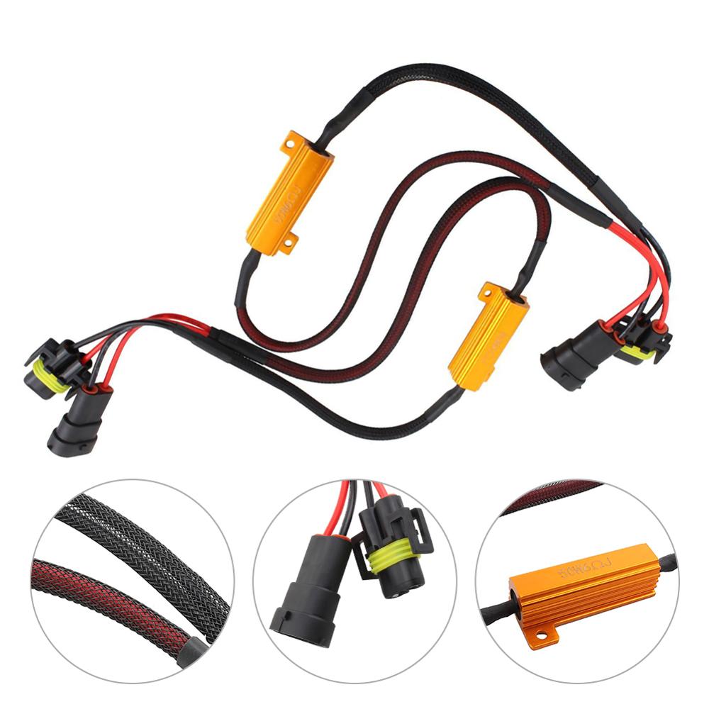 H11 LED DRL Fog Light Canbus Load Resistor Wiring Canceller Decoder 50W 6Ohm