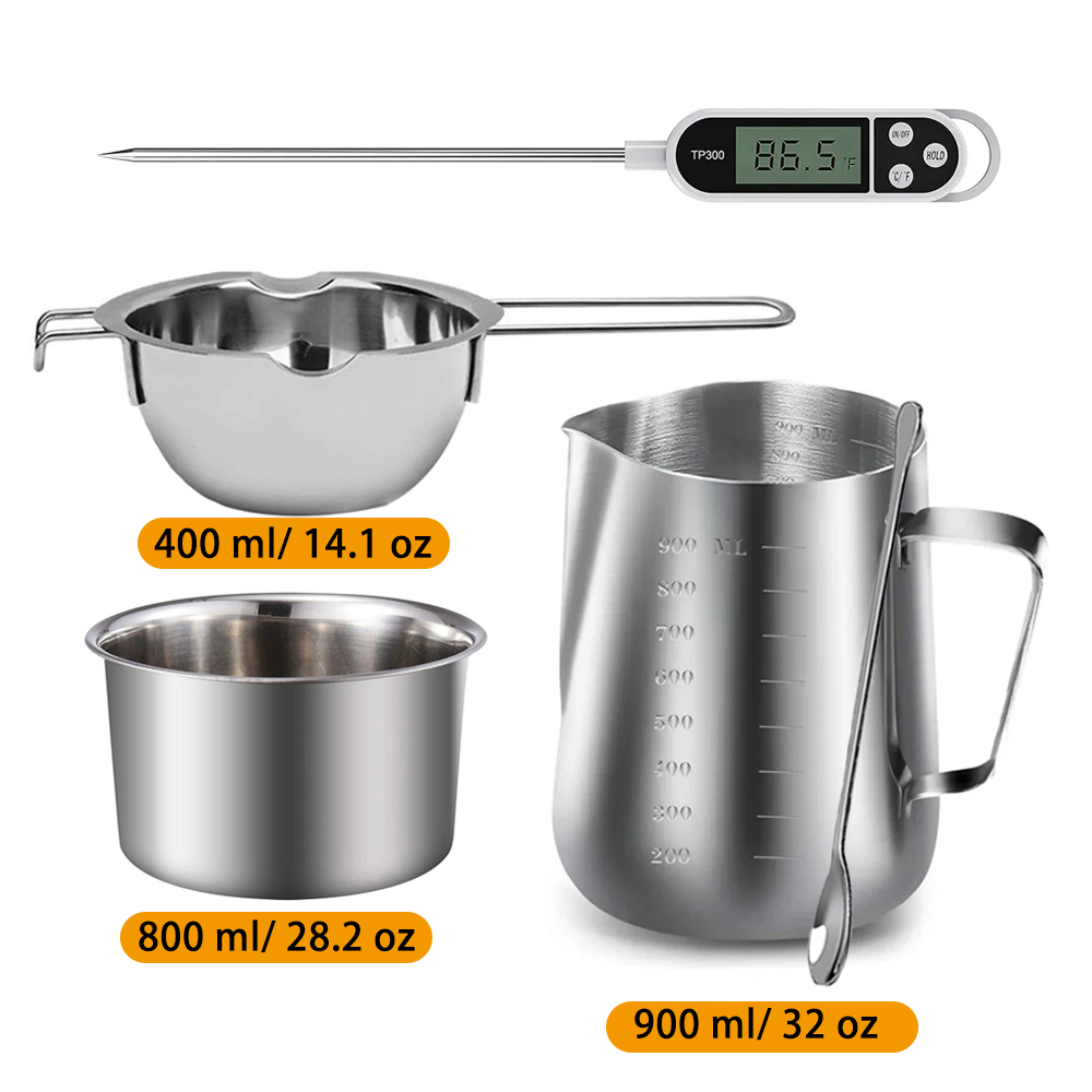 Candle Making Pouring Pot Stainless Steel Double Boiler Wax Melting Pot DIY Candle Making Starter Kit For Beginer: DARK GRAY