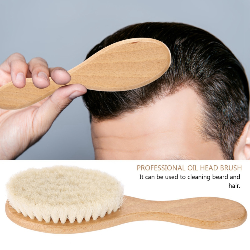 Original retro oliehovedbørste blødt træskaft udskæringsrensebørster uld hår børste skæg hårstyling rengøringsværktøj