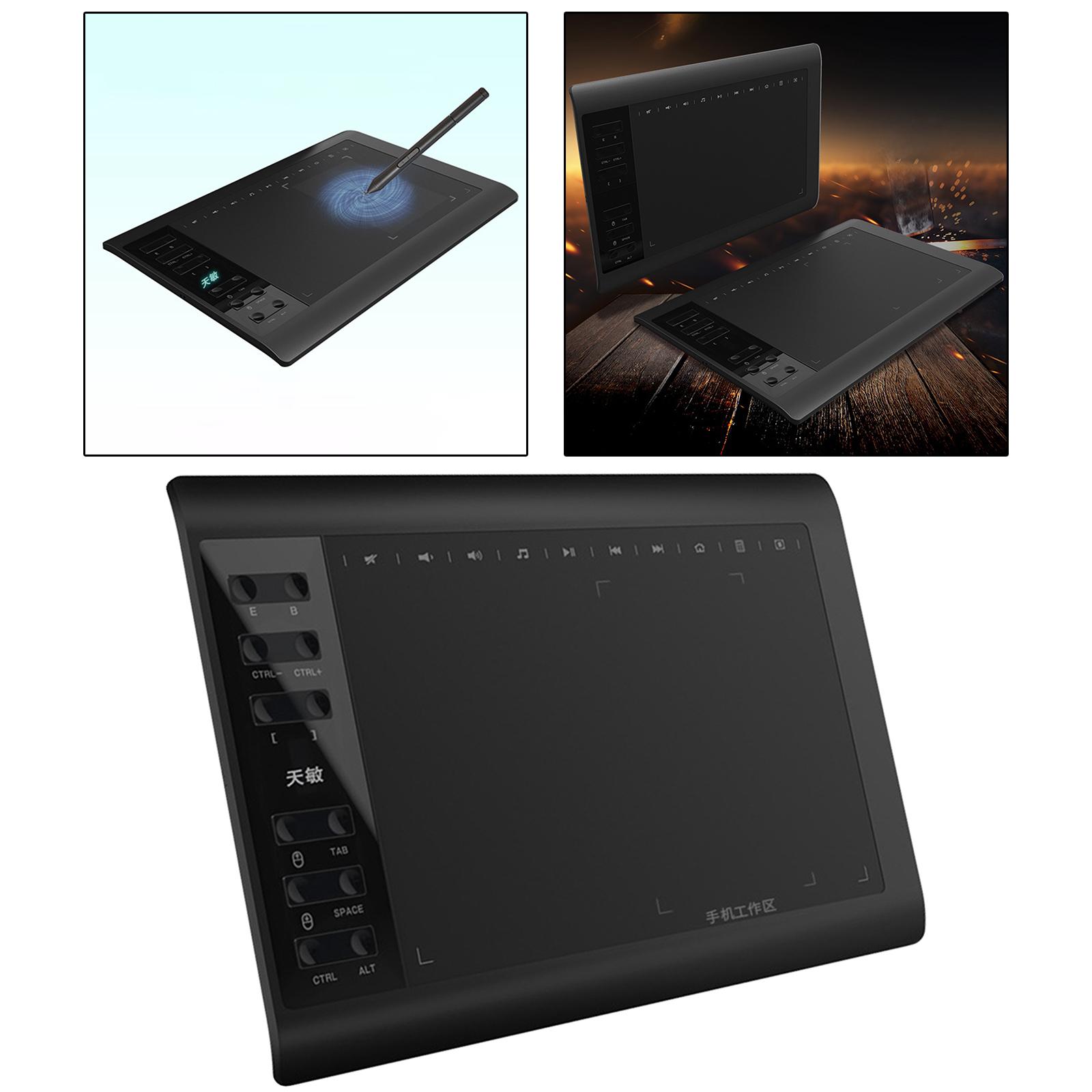 Large Screen 10x6&quot; Digital Drawing Tablet Graphics Tablets 8192-Level Passive Pen Painting Board for Mobile Phones Art Painting