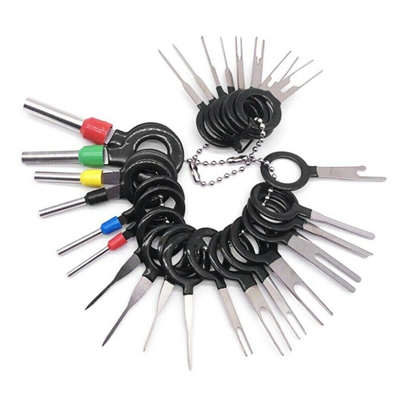 26Pcs/Lot Car Stainless Steel Plug Terminal Ejector Removal Tools Pin Needle Retractor Pick Electrical Wire Puller Tools Parts