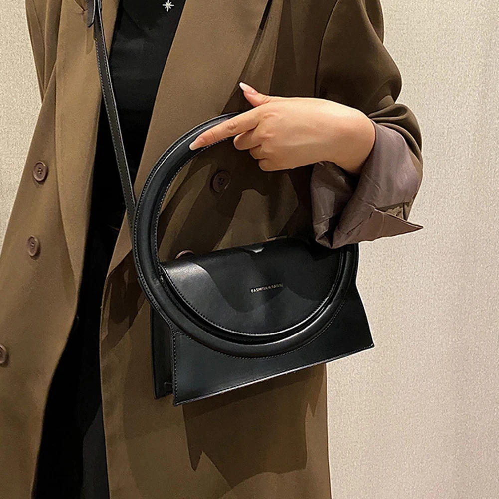 Dames ronde ring handtassen grote ronde tote leren schoudertas dames crossbody tassen boodschappentassen met handvat