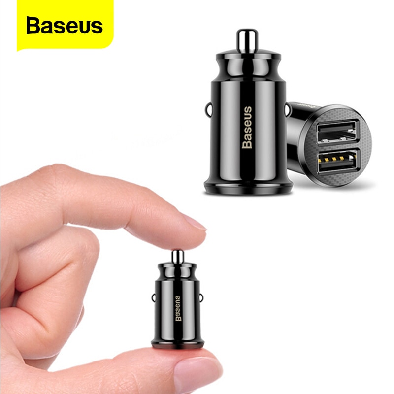 Baseus-Mini cargador USB Dual para coche, adaptador de carga rápida para iPhone X, XS, XR, 11 Pro Max, Samsung S20, Xiaomi Mi 9, 3.1A