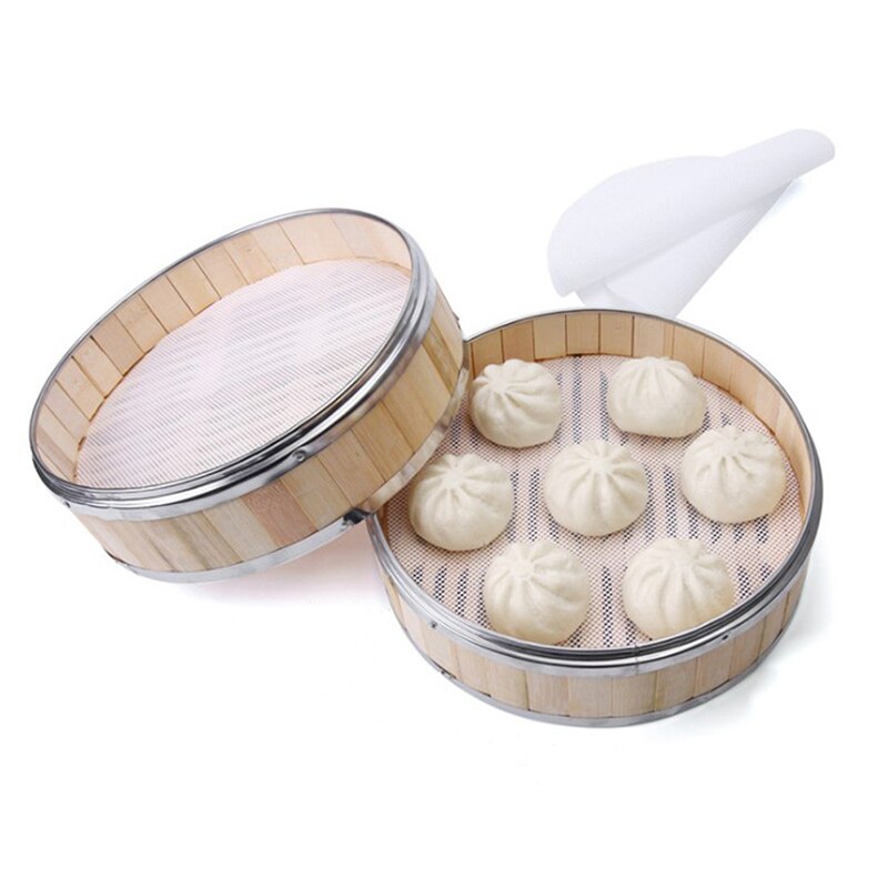 3Pc Round Non-Stick Silicone Steamer Pad White Dim Sum Paper Home Restaurant Steamers Mat Kitchen Cooking Tools