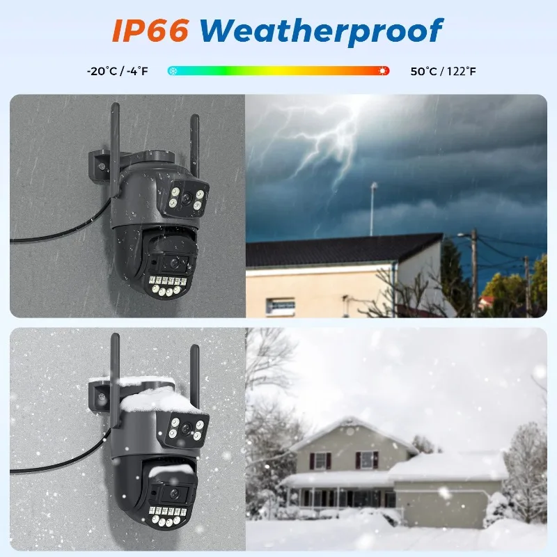 Surveillance Camera 5K 10MP WiFi Dual Screen Lens Real-time intercom AI Human Detect 8MP 4K Outdoor Digital Zoom Security Camera