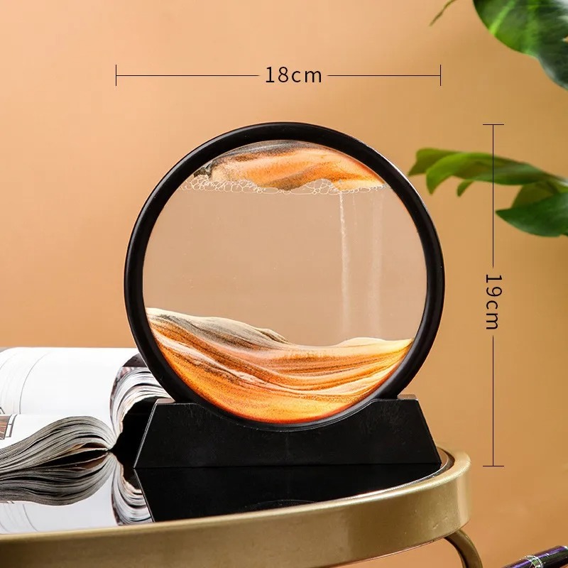 3D Sanduhr Treibsand beweglichen Sand Kunst Bild rundes Glas Tiefsee Sand landschaft Handwerk fließende Malerei Büro Wohnkultur: plum