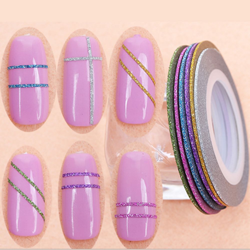 10 Rolls Matte Glitter Nail Striping Tape Set 1mm Lijn Multi Kleur Styling Tool Nail Art Transfer Sticker Nail art Decals Kit