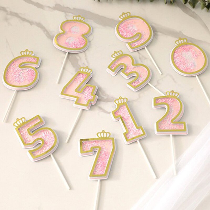 1pcs Number Cake Toppers Baby Shower Birthday Decoration Birthday Party Cake Insert Cake Decoration Wedding Cakes Dessert Decor