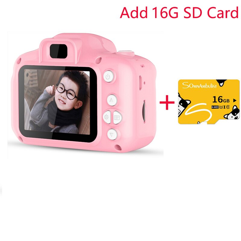 Mini caméra numérique pour enfants, écran de 2.0 pouces, caméscope vidéo, Projection 1080P, d'anniversaire pour enfants: 01 add 16G TF Card