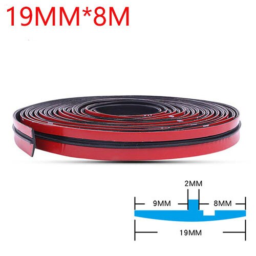 14mm/19mm bilgummi tätningslister auto tätningsskydd klistermärke fönsterkant bil vindruta tak gummitätning: 19mm 8m