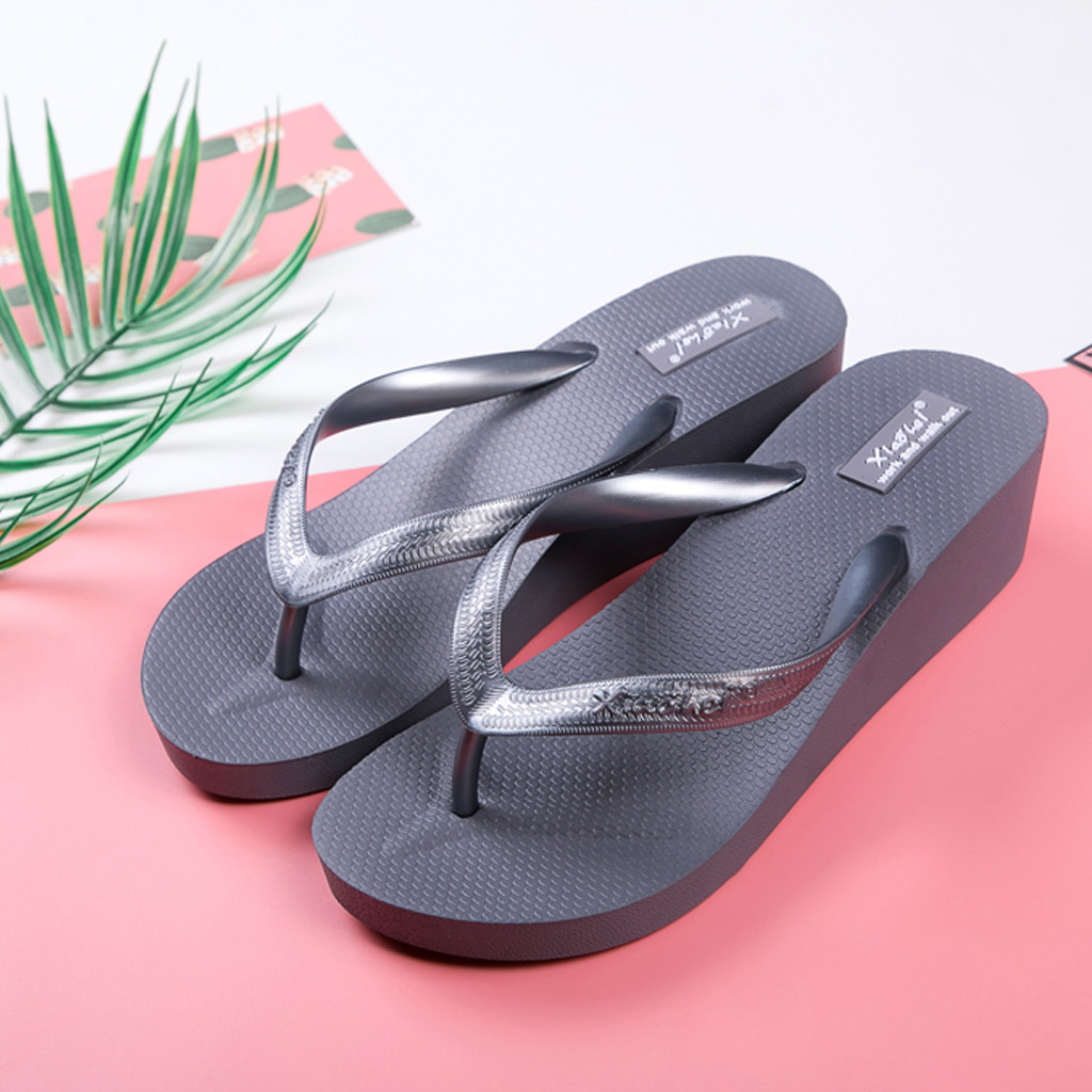 Flip-Flops Frauen Sommer Keile Anti-Skid Flip-Flops Clip-Kappe Lässig Strand Pantoffel chanclas mujer claquette femme chaussure