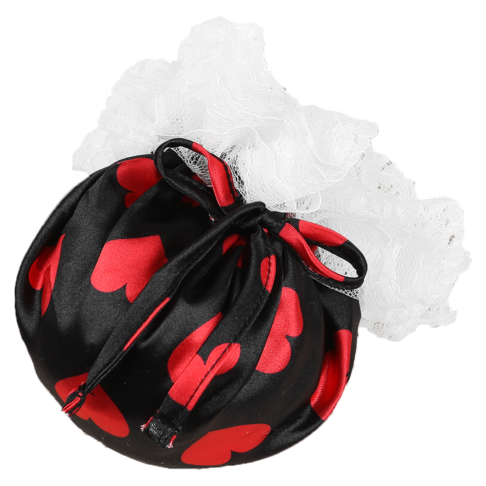 Mens Sissy C-String Lingerie Ondergoed Onderbroek Bloemen Kant Elastische Trekkoord Satijn Mannelijke Ardennen Pouch Mini Slips Slipje: Heart Black