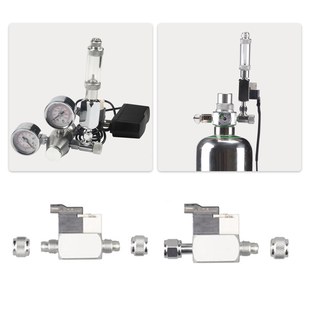 Magnetische Co2 Aquarium Solenoid Geruisloze Single/Dual Head Valve Lage Temp Regulator Cilinder Overdrukventiel Co2 Apparatuur
