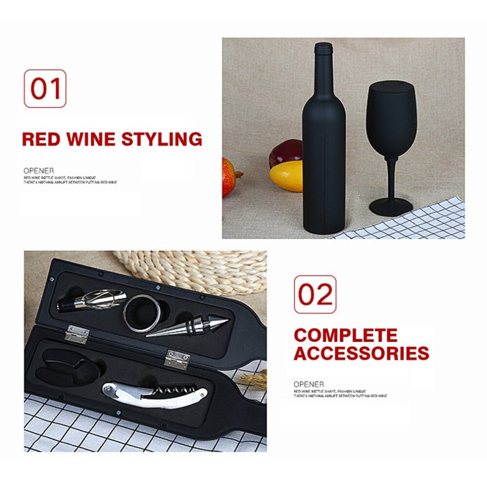 5 stk/sæt vinflaske proptrækker & tilbehørssæt vin værktøjssæt flaskeformet holder perfekt værtinde flaskeåbner
