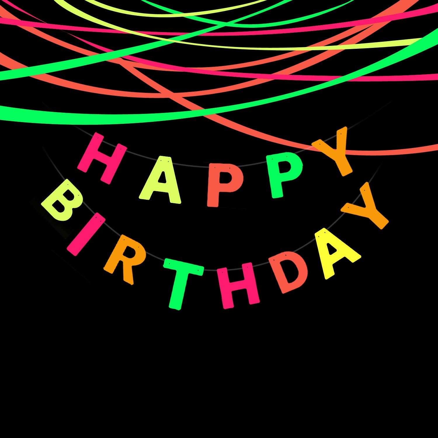 Neon Birthday Party Happy Birthday Fluorescent Party Banners Backdrop Curtain DIY Balloon Arch Neon Glow Birthday Party Decor