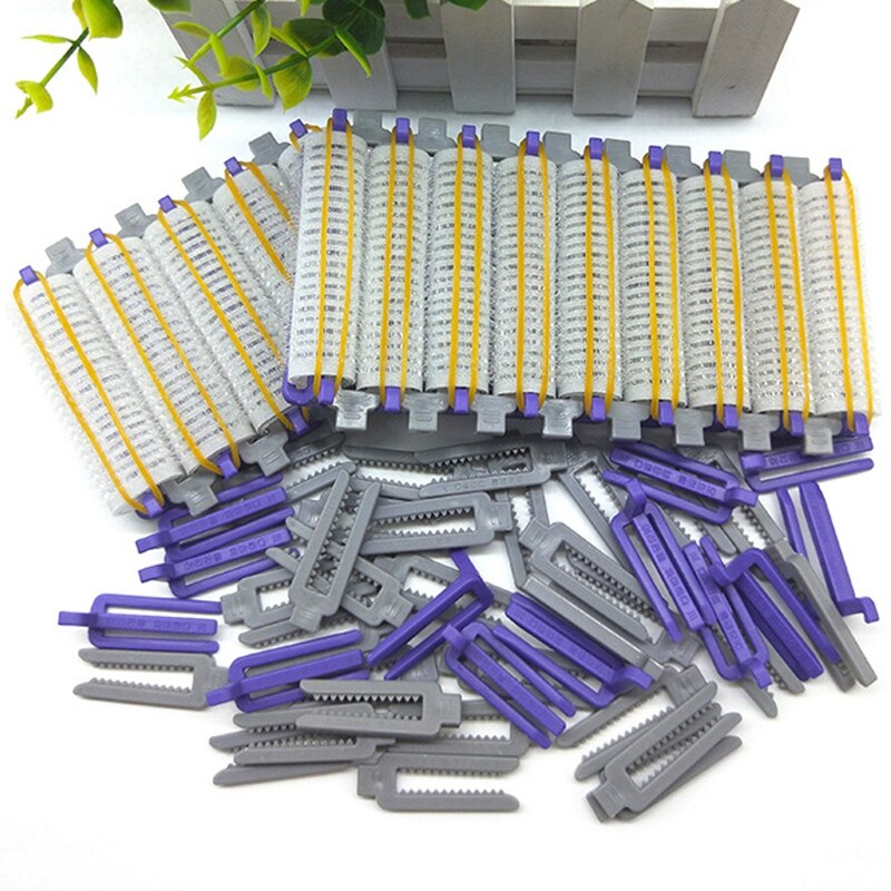 Grote set van 24 nylon klittenband haarrollers, haarrollers met haarwortels, permanenten, staven, krultangen met clips en elastiekjes