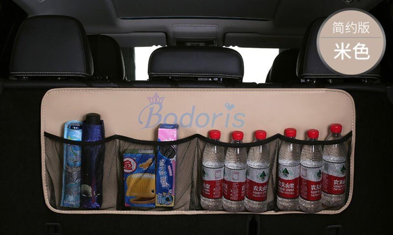 For Land Rover Evoque Discovery Sport Lr4 Range vogue 3 4 5 velar Seat Back Storage Bag Pocket Cargo Nets Organiser Accessories: Type C Beige