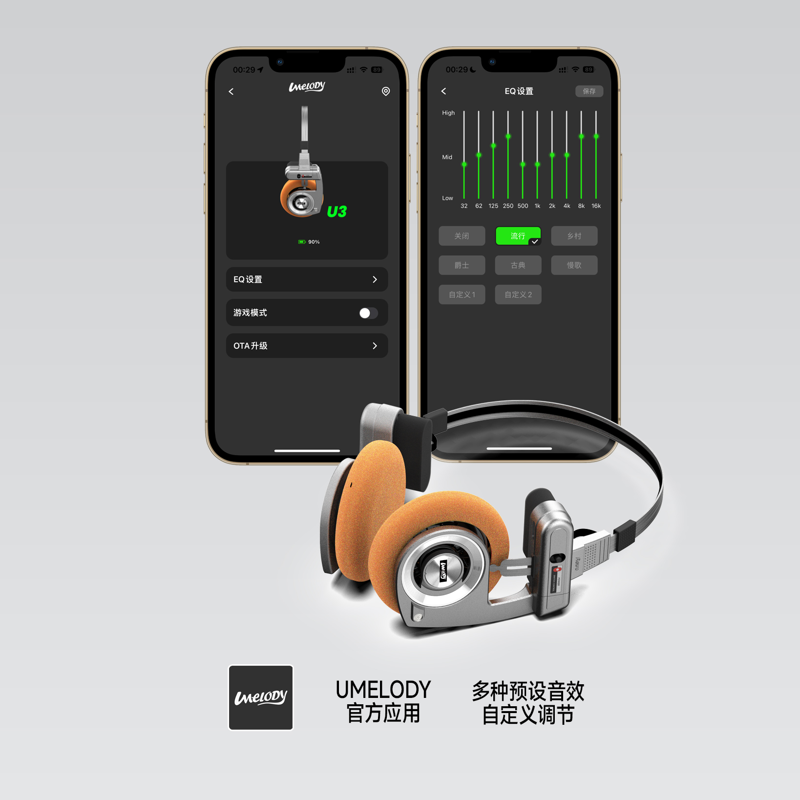 UMELODY U3 RETRO-hoofdtelefoon Draadloze Bluetooth-hoofdtelefoon ON-ear-hoofdtelefoon HIFI Draadloze opvouwbare hoofdtelefoon met ruisonderdrukking