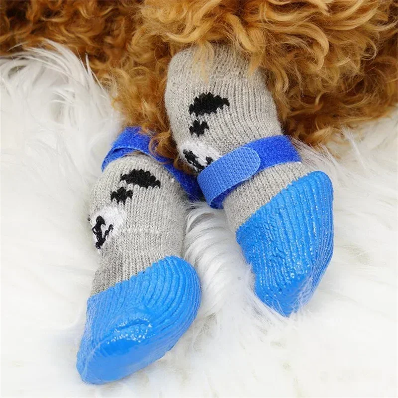 Dog Socks Waterproof Shoes Breathable Socks for Doggy Cat Non-Slip Soles Adjustable Small Dog Paw Socks for Indoor Outdoor