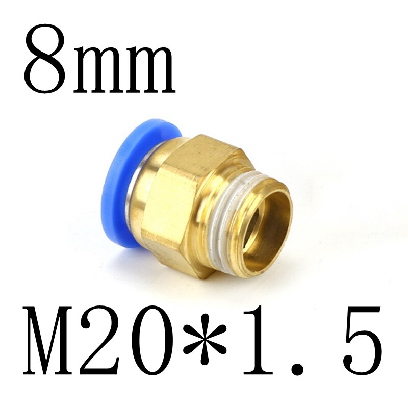 8mm Tube To M5 M6 M8 M10 M12 M14 M16 M20 Male Thread Straight One Touch Air Pneumatic Push In Pipe Fitting Quick Connector: PC8-M20x1.5