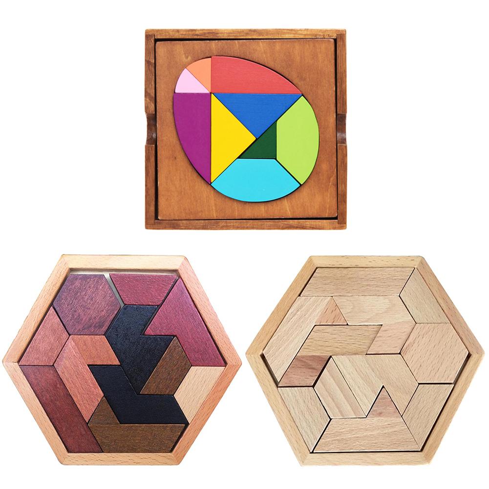 Funny Wood Puzzles Color Geometric Shape Learning Toys Daily Durability Practical Hands-on Ability Training Necessary Fun Toys