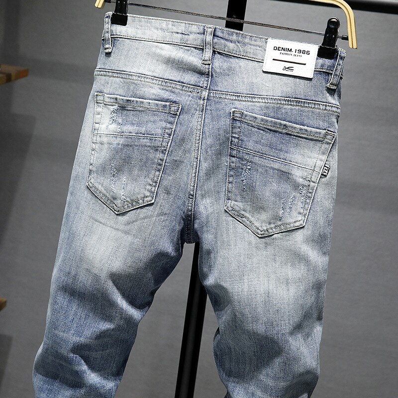 Pantalones vaqueros de Hombre rasgados elásticos Skinny destruido Hip Hop vaquero deshilachado Homme de Jeans para Hombre Pantalones para Hombre