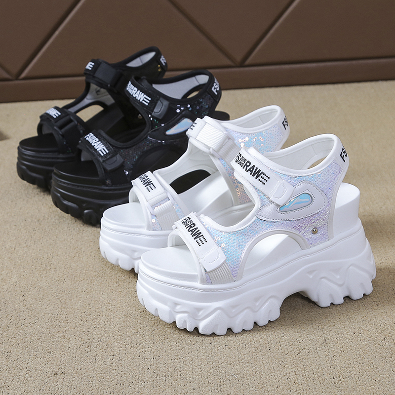 Sandalias deportivas de suela gruesa para mujer, zapatos de plataforma ligeros de suela suave con velcro, novedad de verano de