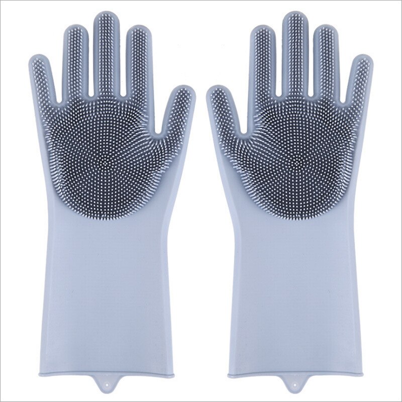 5 color 1/2 pairs Silicone Dishwashing Gloves Magic Multifunction Cleaning Gloves Sponge Rubber Scrub Gloves Kitchen Tool: E-1 pair