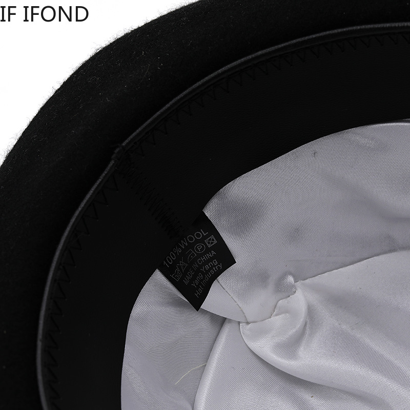 100% Wool Felt Jazz Fedoras Hats Bowler Hat For Men Women Party Formal Derby Hats Classic Church Cap