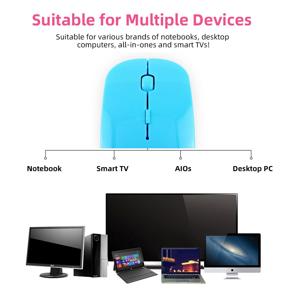 2.4g trådløs mus usb bluetooth mus til bærbare pc computer 3 niveauer dpi farverig universal trådløs usb mus