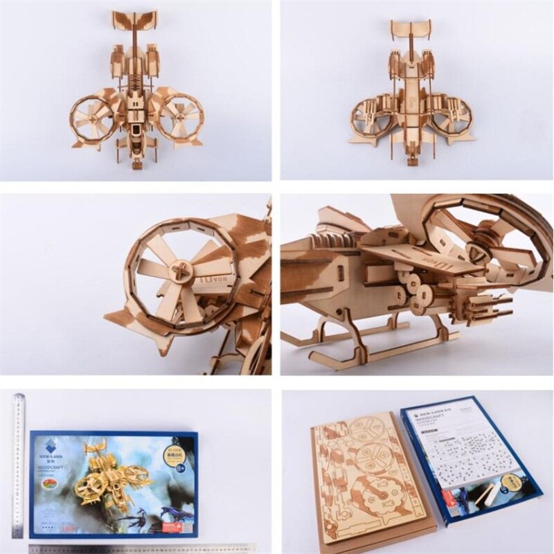 Diy gunship woodcraft-bouwpakket, puzzels, educatieve spellen, 3d wooded voor kinderen, volwassenen, kerstmis, verjaardag