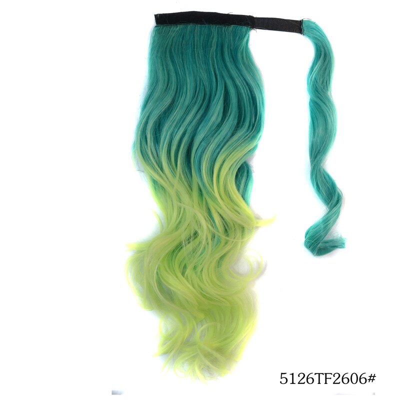 Jeedou Ponytails Wrap Around Ponytail Extension Wavy Synthetic Hair 45cm Balayage Ombre Color Messy Bohemian Style: 5126T2606