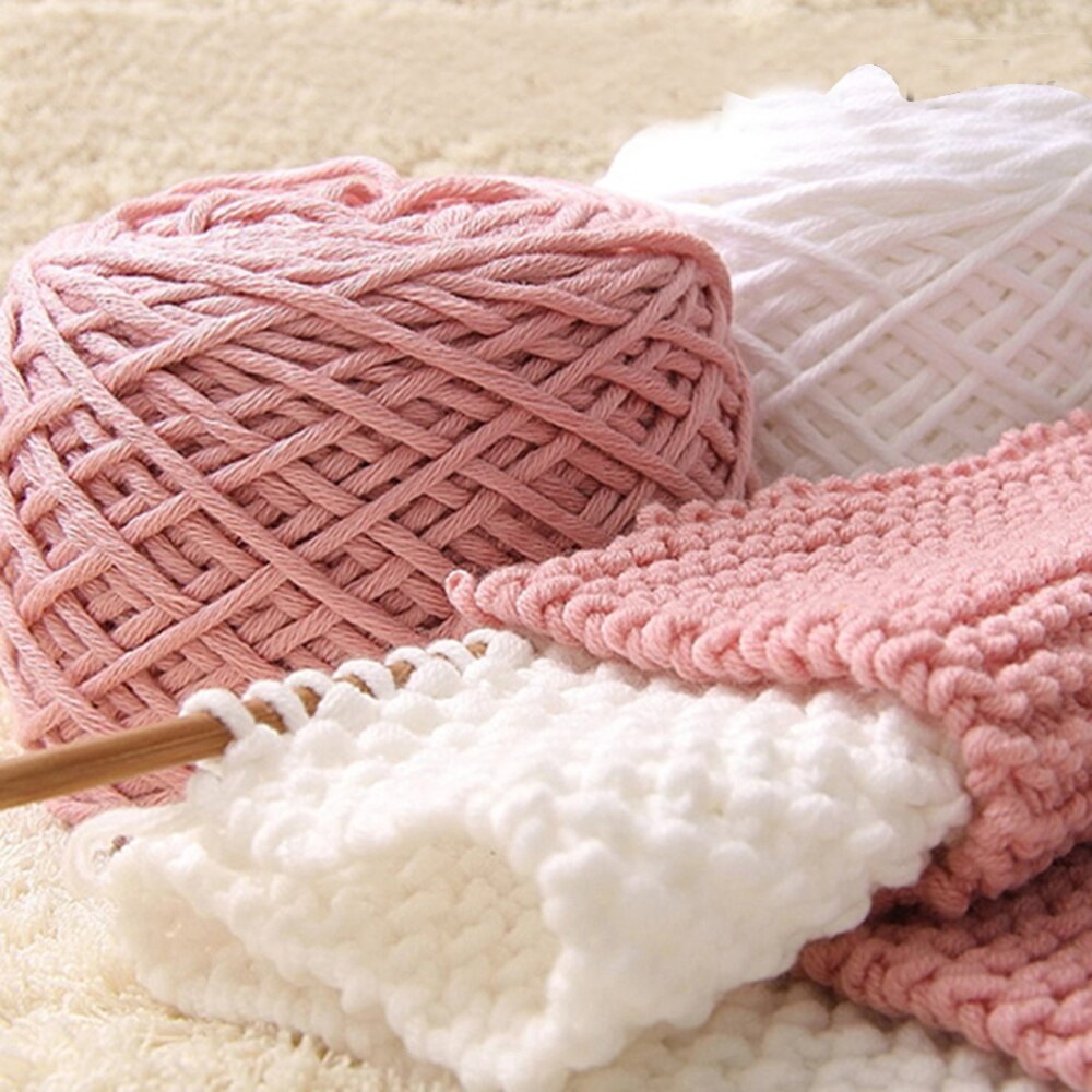 200g Smooth Crochet Cotton Thread Knitting Wool Yarn for Crochet and Knitting (White)