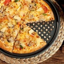 12.6 Inch Pizza Plaat Koudgewalste Plaat Non-stick Bakvormen Carbon Staal Brood Pan Pizza Pannen Met Gaten Grote veiligheid
