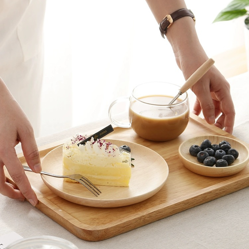 Japanisches Holztablett, Küchenzubehör, Massivholz, rechteckig, Servierset, Heimdekoration, Snacks, Brot, Obst, Holzteller