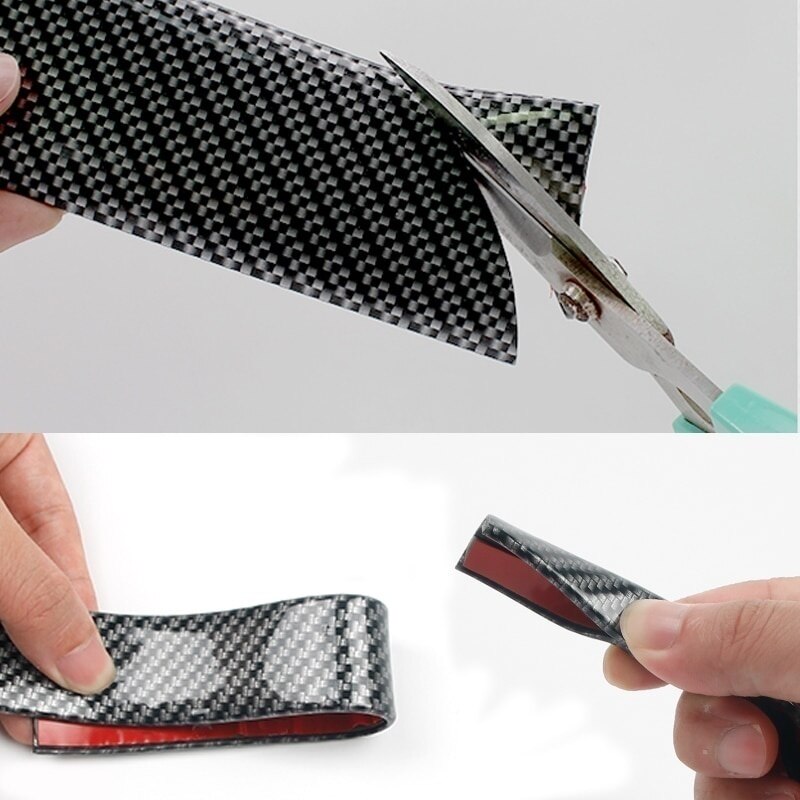 Autocollants pour pare-chocs de voiture, Film de protection anti-rayures, en Fiber de carbone, pour carrosserie